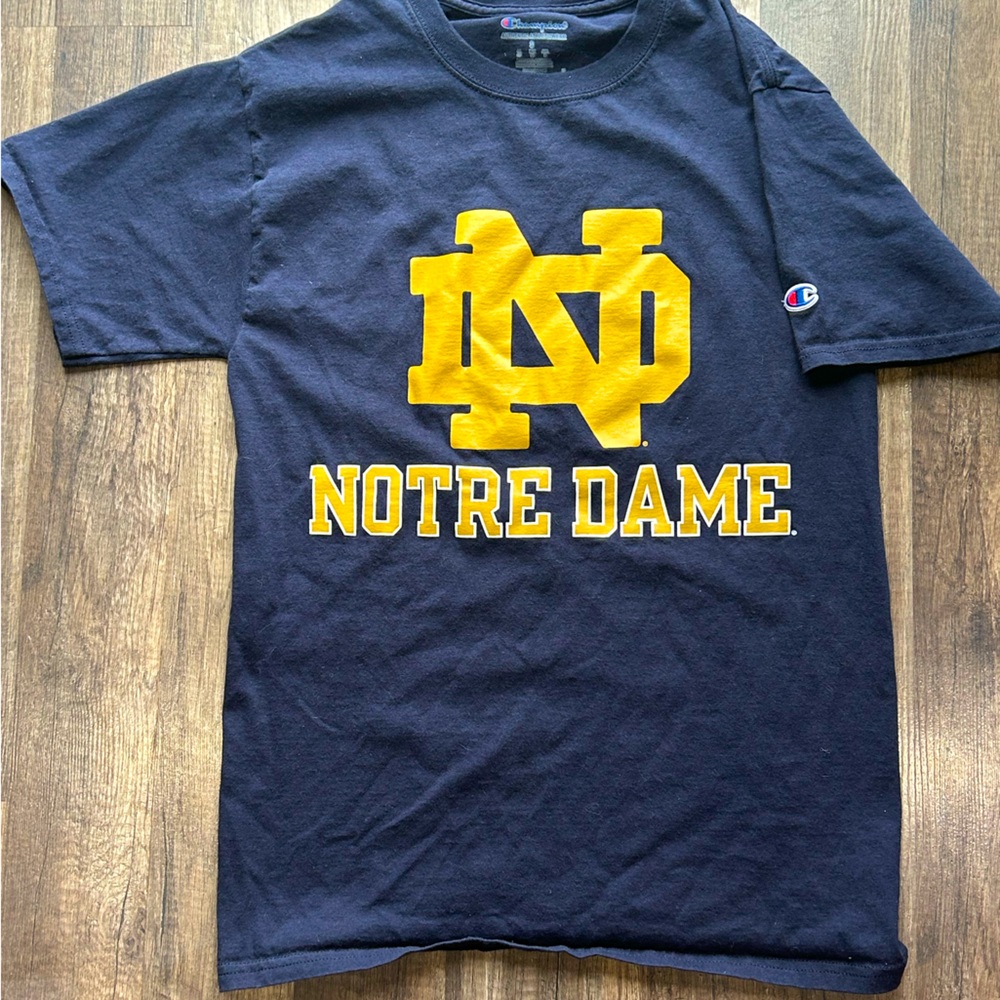 Champion Notre Dame Shirt short sleeve blue small